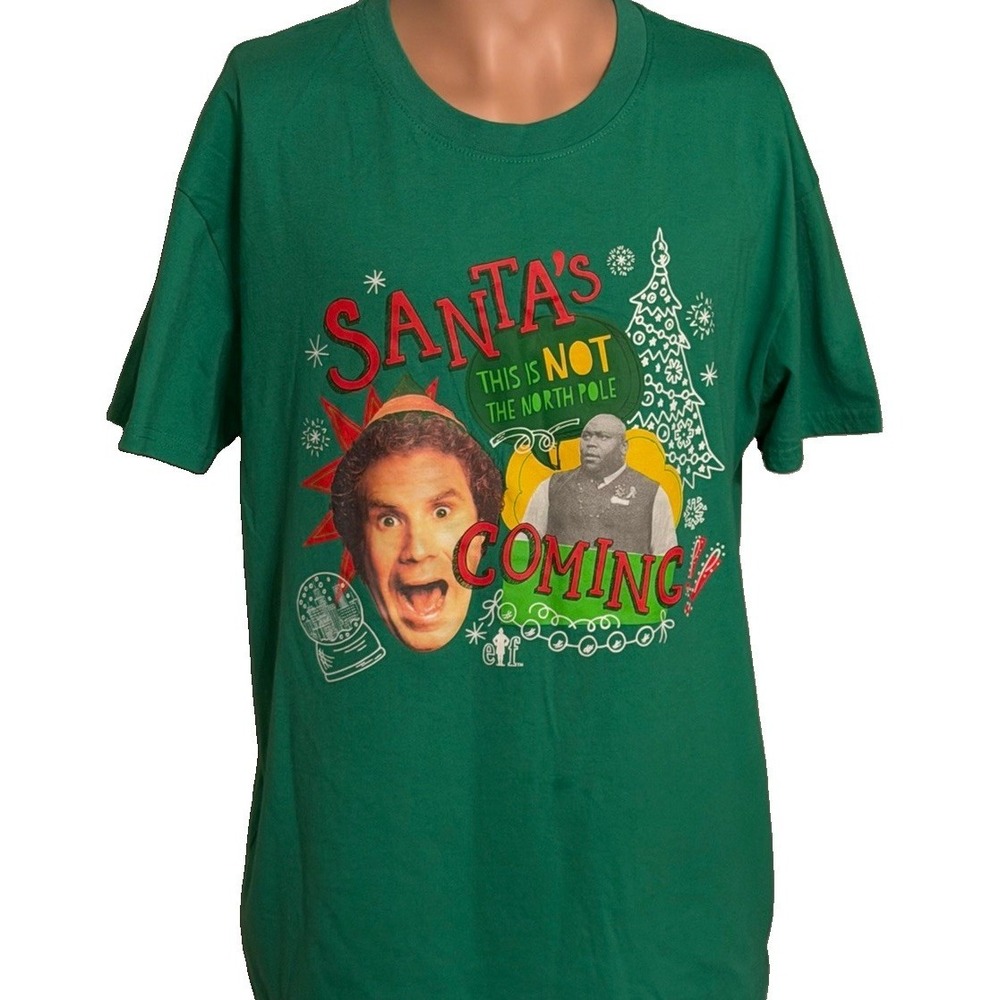 Elf Movie Will Ferrell Santa's Coming T-Shirt Men's Size Large‎